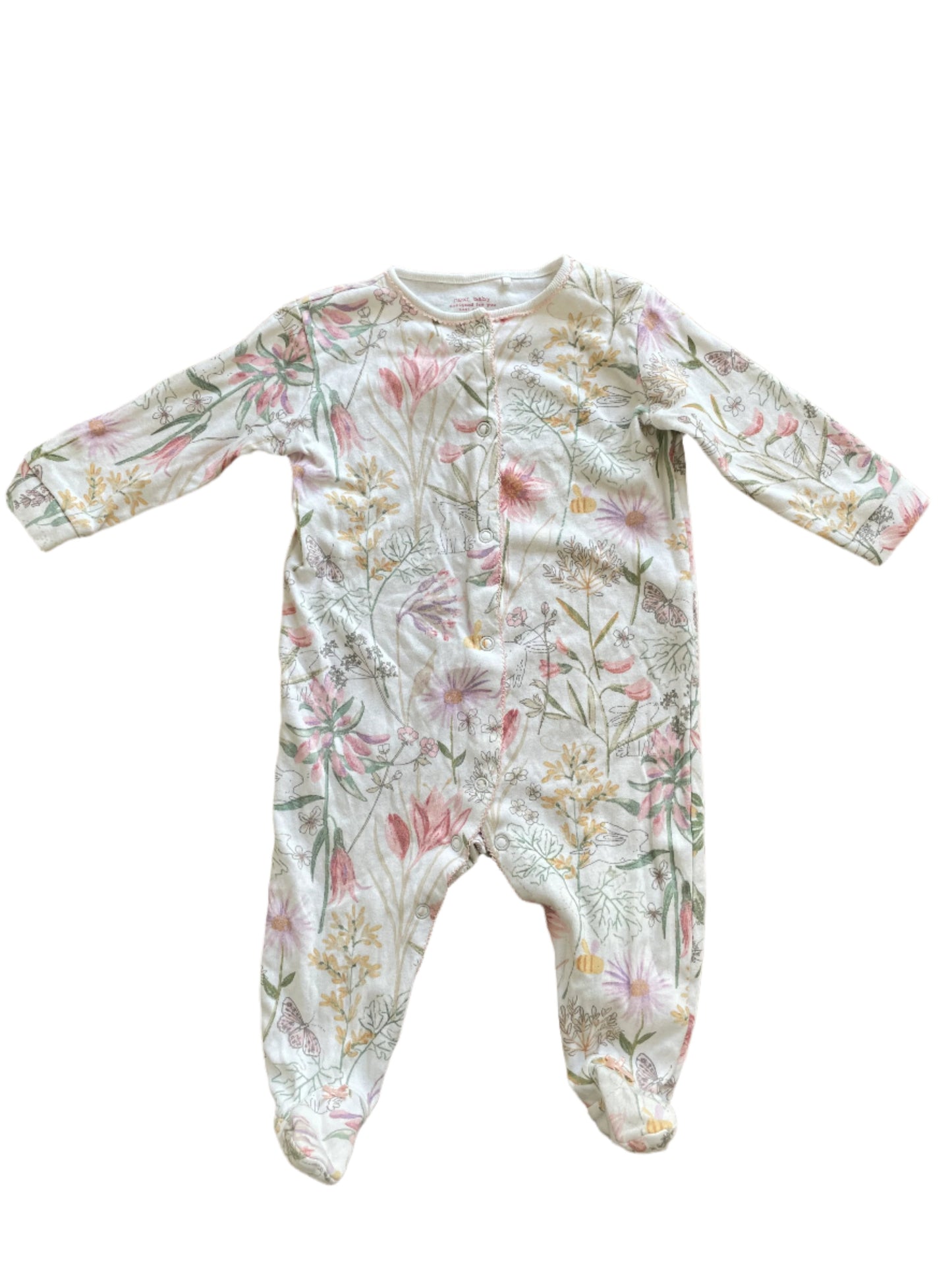 Twee-pack rompertjes met lange mouwen en bloemen - maat 74 (6-9M)