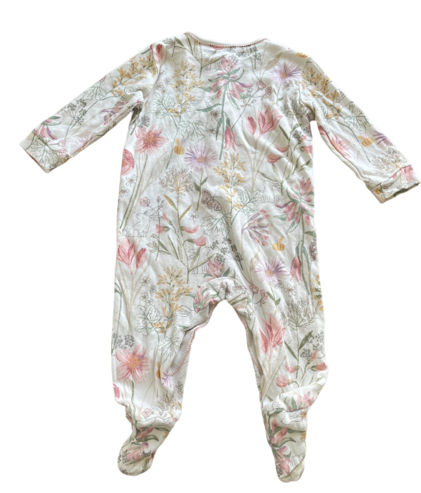 Twee-pack rompertjes met lange mouwen en bloemen - maat 74 (6-9M)