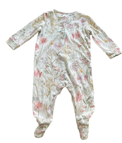 Twee-pack rompertjes met lange mouwen en bloemen - maat 74 (6-9M)