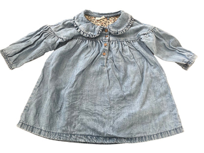 Denimjurk met lange mouwen - maat 80 (9-12M)