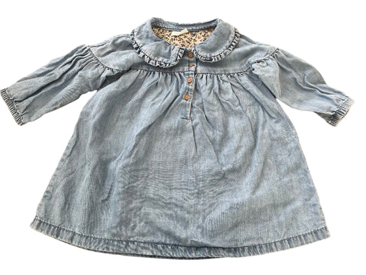Denimjurk met lange mouwen - maat 80 (9-12M)