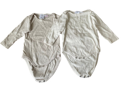 Twee rompertjes met lange mouwen - maat 86 (12-18M)
