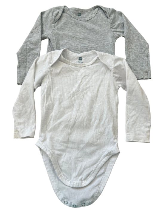 Two Long-Sleeve Rompers - Size 74-80 (6-12M)
