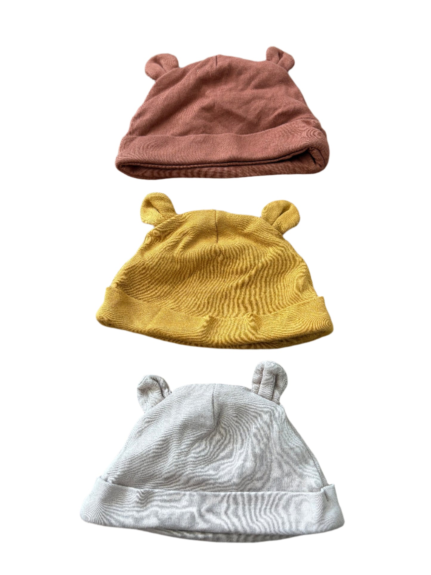 Set of 3 Cotton Hats - Size Newborn