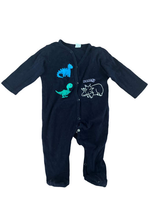 Marineblauwe dinosaurus onesie - maat 62 (3-6M)