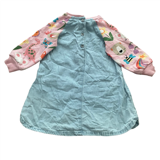 Blauwe denimjurk met lange mouwen - maat 80 (9-12M)