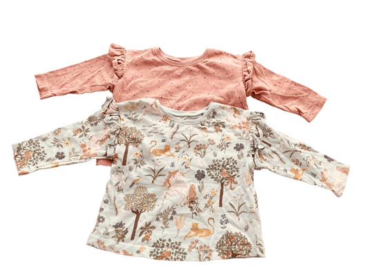 Twee shirts met lange mouwen - maat 62-68 (3-6M)