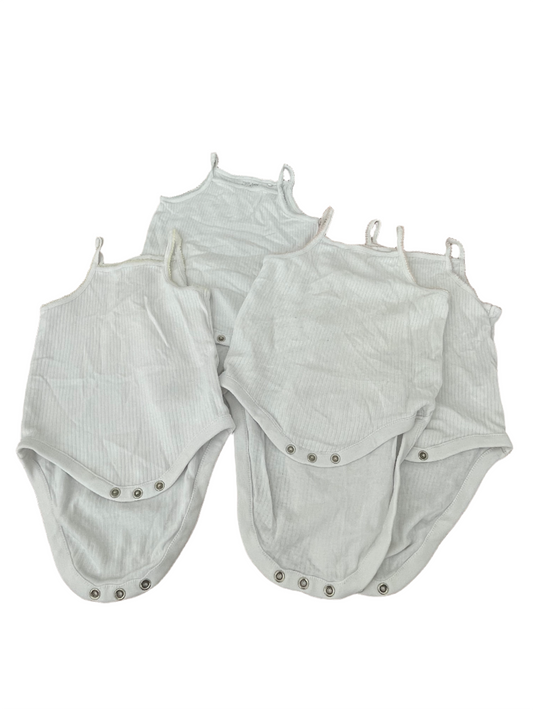 Set van vier mouwloze rompertjes met bandjes - maat 80 (9-12M)