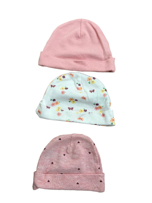 Set of Three Cotton Hats - Size 50/60 (0-3M)