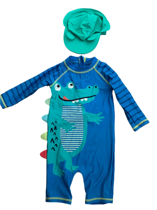 Full body Swimsuit with Swim Hat - Size 74/80 (6-12M)