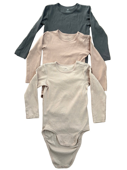 Set of 3 Long-Sleeve Rompers - Size 98(2-3Yrs)