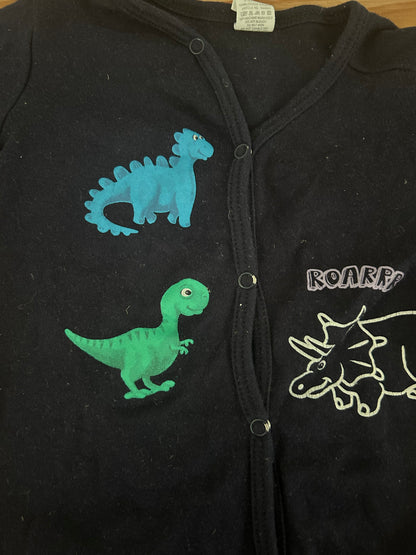 Marineblauwe dinosaurus onesie - maat 62 (3-6M)