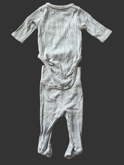 striped baby bodysuit and pants back