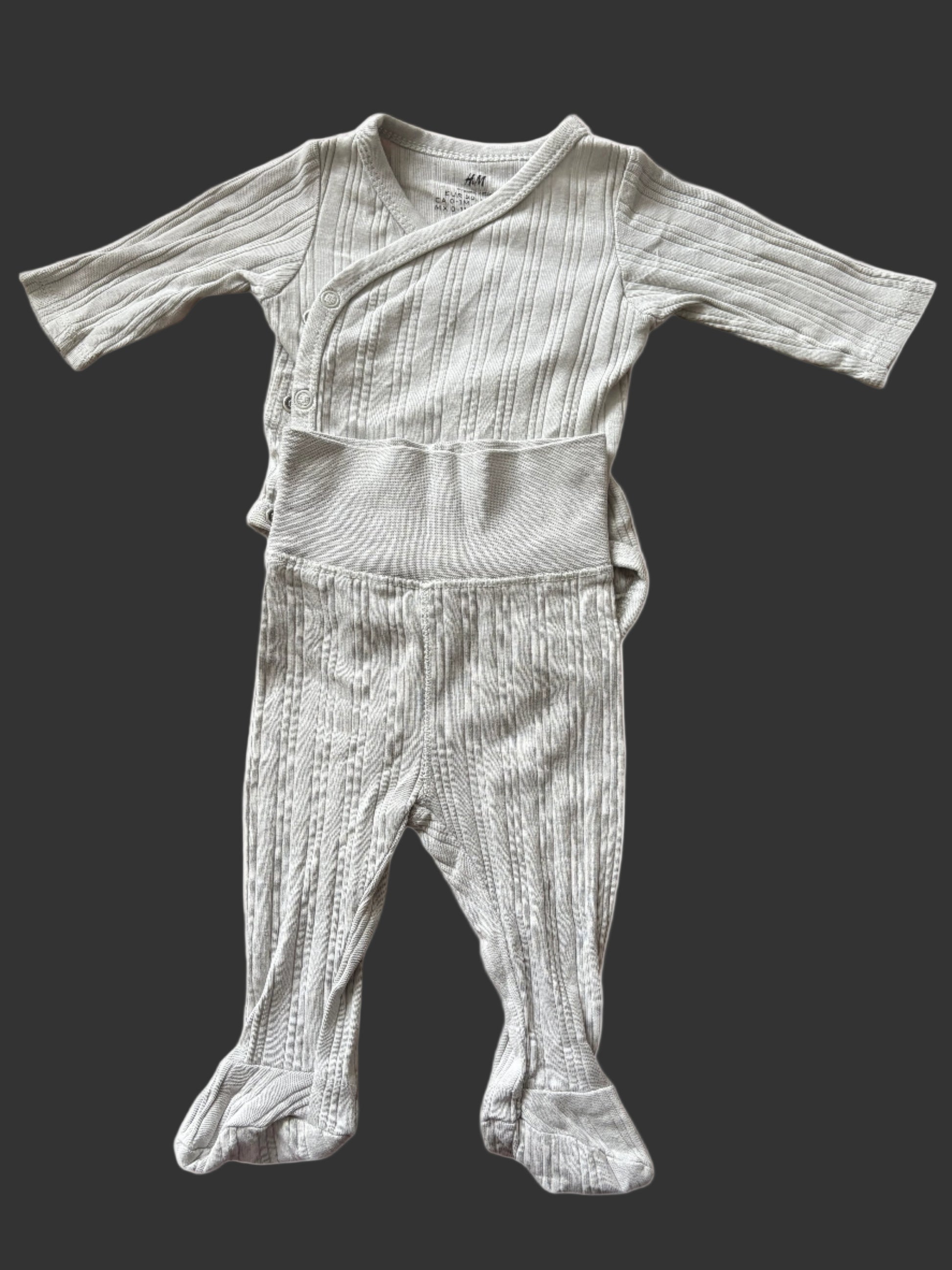 striped baby bodysuit and pants front