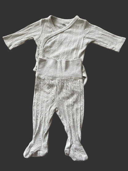 striped baby bodysuit and pants front